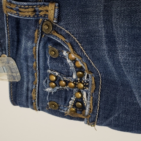 LA IDOL USA Y2K Jeans Studded Bootcut Overstitched Vintage Excellent Summer - Picture 12 of 16